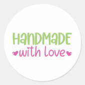 Handgefertigt mit Liebe - Aufkleber für kleine Unt (Vorderseite)