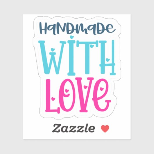 Handgefertigt mit Liebe - Aufkleber für kleine Unt (Blatt)