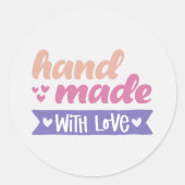 Handgefertigt mit Liebe - Aufkleber für kleine Unt (Vorderseite)