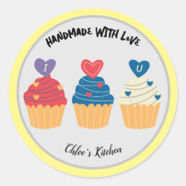 Handgefertigt mit Liebe - Aufkleber für Unternehme