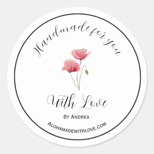 Handgefertigt mit Liebe Aufkleber für Zollwaren (Vorderseite)