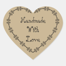 Handgefertigt mit Liebe-Aufklebern Herz-Aufkleber