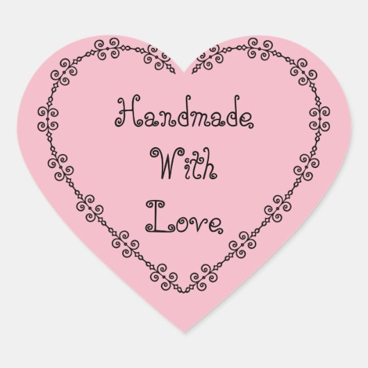 Handgefertigt mit Liebe-Aufklebern Herz-Aufkleber (Vorderseite)