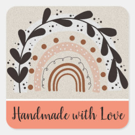 Handgefertigt mit Liebe-Aufklebern Quadratischer Aufkleber
