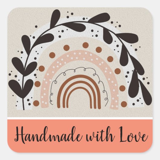 Handgefertigt mit Liebe-Aufklebern Quadratischer Aufkleber (Vorderseite)