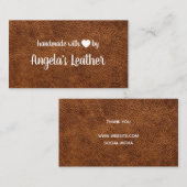Handgefertigt mit Liebe aus braunem Leder Visitenkarte (Vorne/Hinten)
