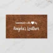 Handgefertigt mit Liebe aus braunem Leder Visitenkarte (Vorderseite)