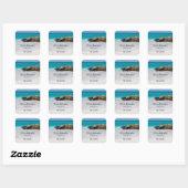 Handgefertigt mit Liebe Azure Ocean Sandy Beach Fo Quadratischer Aufkleber (Blatt)