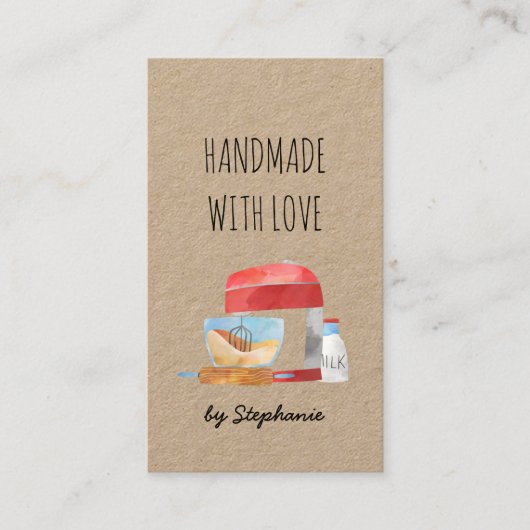 Handgefertigt mit Liebe Backen | Bakeholder-Papier Visitenkarte (Vorderseite)