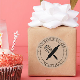 Handgefertigt mit Liebe backen Personalisiert Runder Aufkleber
