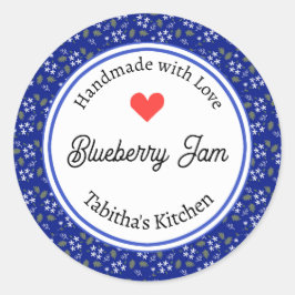 Handgefertigt mit Liebe Blueberry Jam Muffin Custo Runder Aufkleber
