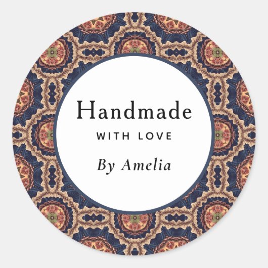 Handgefertigt mit Liebe-Blume und Star-Formen-Must Runder Aufkleber (Vorderseite)