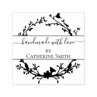 Handgefertigt mit Liebe Blumen-Stempel Permastempel