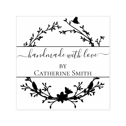 Handgefertigt mit Liebe Blumen-Stempel Permastempel (Design)