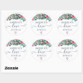 Handgefertigt mit Liebe blumengeschmückte Weihnach Runder Aufkleber (Blatt)