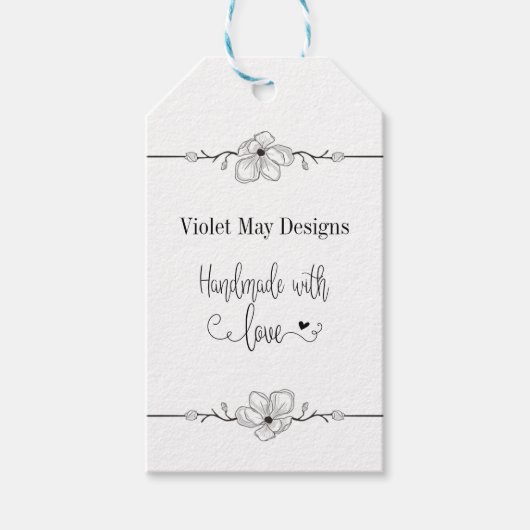 Handgefertigt mit Liebe Blumenstrauß Rustikale Kra Geschenkanhänger (Vorderseite)