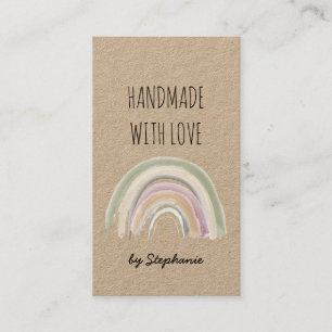 Handgefertigt mit Liebe Boho Rainbow Kraft Papier Visitenkarte