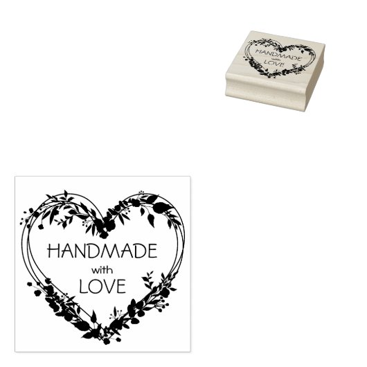 Handgefertigt mit Liebe botanischer Herzklopfen Gummistempel (Stempel)