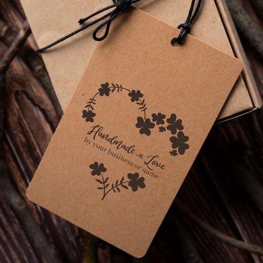Handgefertigt mit Liebe Botanisches Herz Blumengar Gummistempel
