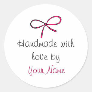 Handgefertigt mit Liebe Bow Sticker