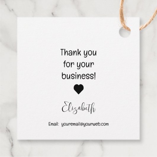 Handgefertigt mit Liebe Business Insert - einfarbi Geschenkanhänger (Rückseite)