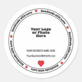 Handgefertigt mit Liebe Business Insert - Red Hear Runder Aufkleber