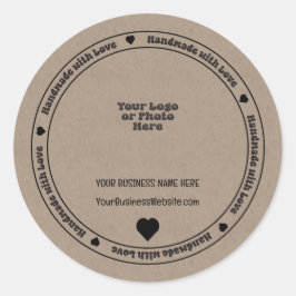 Handgefertigt mit Liebe Business Kraft Paper Runder Aufkleber