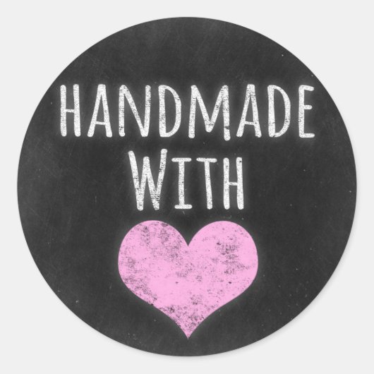Handgefertigt mit Liebe Chalkboard Rustikales Shab Runder Aufkleber (Vorderseite)