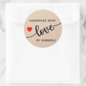 Handgefertigt mit Liebe Classic Round Aufkleber (Tasche)