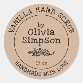 Handgefertigt mit Liebe Cosmetics Product Label Runder Aufkleber