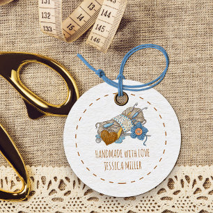 Handgefertigt mit Liebe Country Garn Weiß Geschenkanhänger