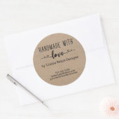Handgefertigt mit Liebe Country Kraft Look Labels Runder Aufkleber (Umschlag)