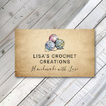 Handgefertigt mit Liebe Crochet Garnbälle Klein Visitenkarte<br><div class="desc">Exklusiv aus designs4days,  unser Häkelchen handgefertigt mit Liebe mit Garnbällen auf antiken Papier Hintergrund Design Visitenkarte</div>