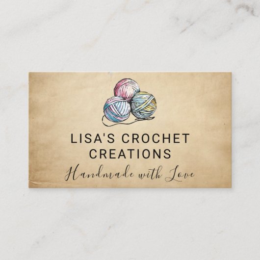 Handgefertigt mit Liebe Crochet Garnbälle Klein Visitenkarte (Vorderseite)