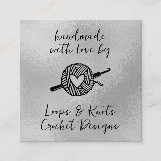 Handgefertigt mit Liebe Crochet Square Quadratische Visitenkarte (Vorderseite)