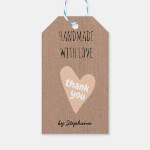 Handgefertigt mit Liebe Danke Kraftpapier QR-Code  Geschenkanhänger
