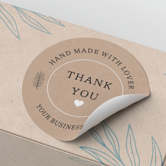 handgefertigt mit Liebe danke Runder Aufkleber