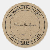 Handgefertigt mit Liebe DIY Kraft Papier Runder Aufkleber (Vorderseite)