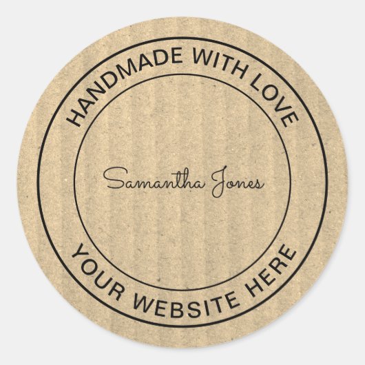Handgefertigt mit Liebe DIY Kraft Papier Runder Aufkleber (Vorderseite)