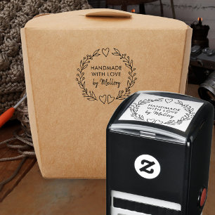 Handgefertigt mit Liebe Doodle Botanischer Kranz Permastempel