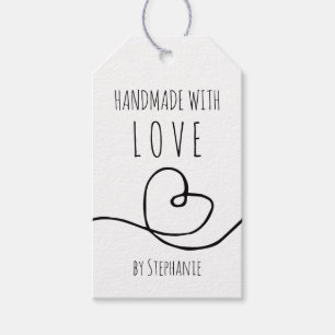 Handgefertigt mit Liebe Doodle Heart Geschenkanhänger