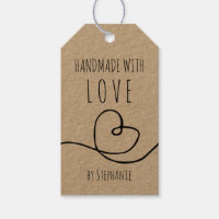 Handgefertigt mit Liebe Doodle Heart Kraft Papier