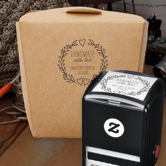 Handgefertigt mit Liebe Doodle Wreath Hearts Folie Permastempel