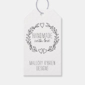 Handgefertigt mit Liebe Doodle Wreath Hearts in Fo Geschenkanhänger (Vorderseite)