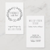 Handgefertigt mit Liebe Doodle Wreath Vertikal Visitenkarte (Vorne/Hinten)