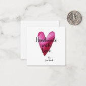 Handgefertigt mit Liebe durch Geschenktasten Mitteilungskarte (Vorderseite/Rückseite Beispiel)