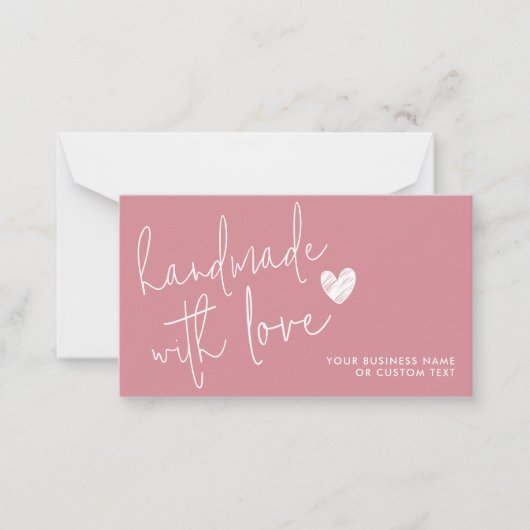 Handgefertigt mit Liebe Dusty Pink Heart Candle Ca Mitteilungskarte (Vorderseite)