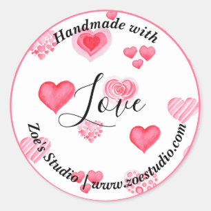 Handgefertigt mit Liebe, einfaches Kleinunternehme Runder Aufkleber