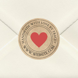 Handgefertigt mit Liebe Elegant-Kraft-Papier-Look Runder Aufkleber