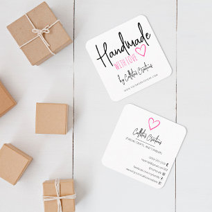 Handgefertigt mit Liebe Etsy Zuhause Crafter Art H Quadratische Visitenkarte